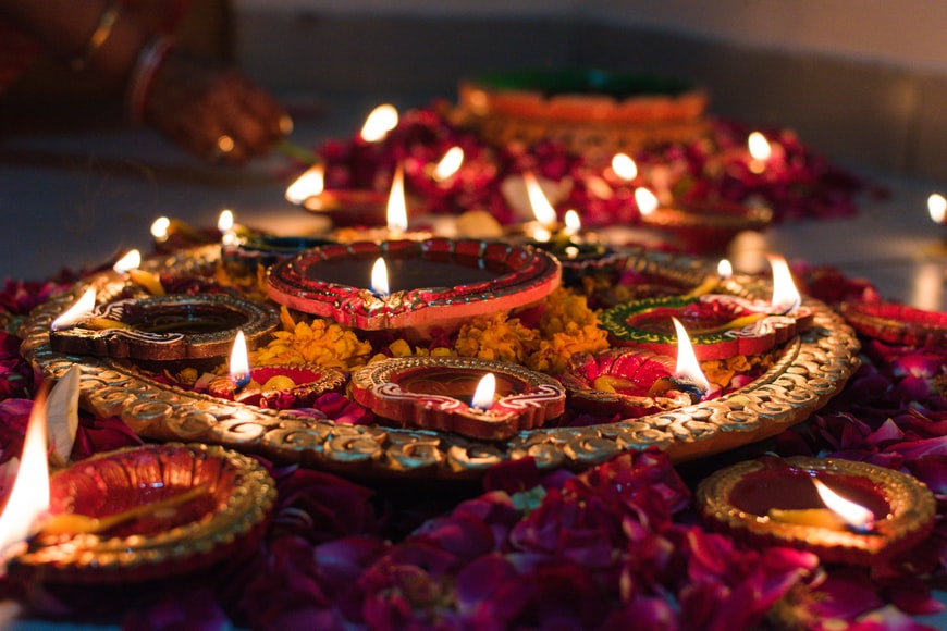 Adorn your home with hand-painted diyas and lanterns.